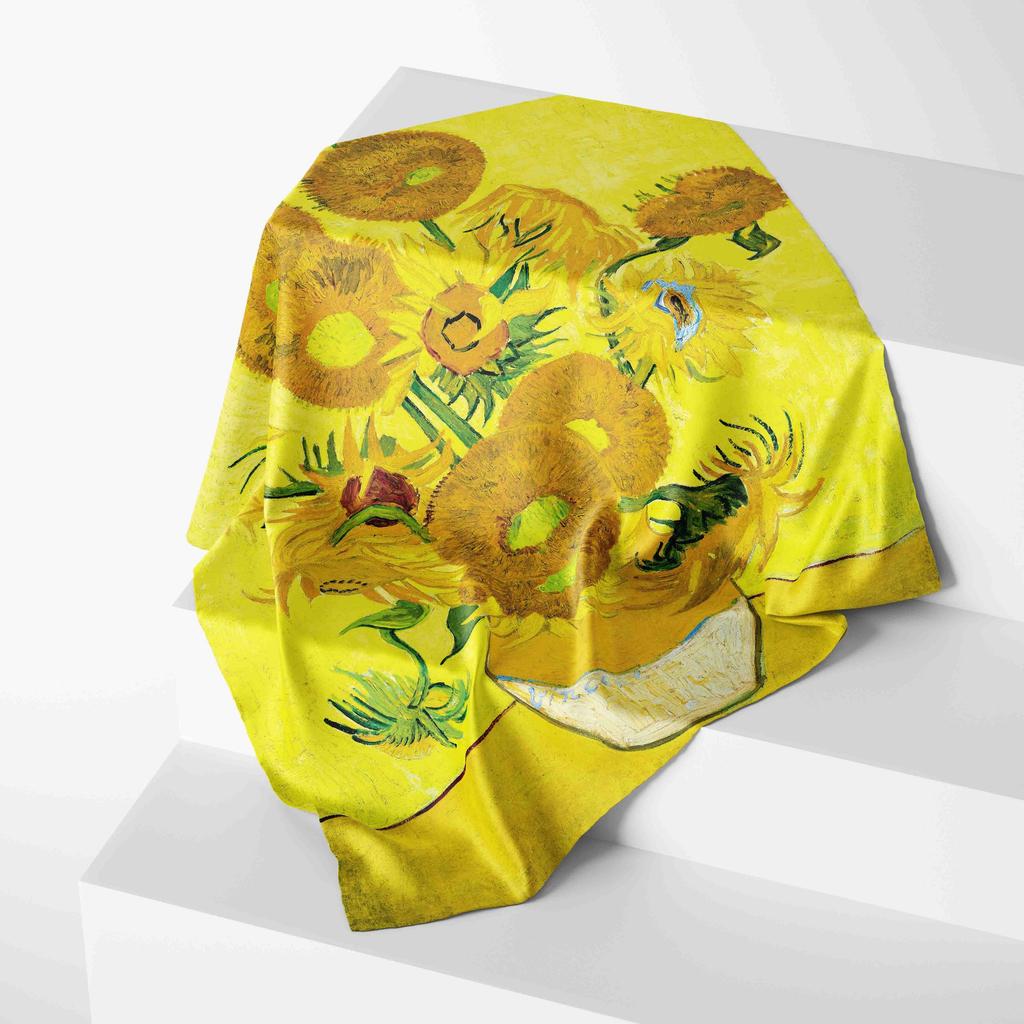 Women Oil Painting Fashion Beautiful Soft Silk Scarves Female Lady Shawl Hijab Wrap Foulard Bandanna Muffler Beach Pareo