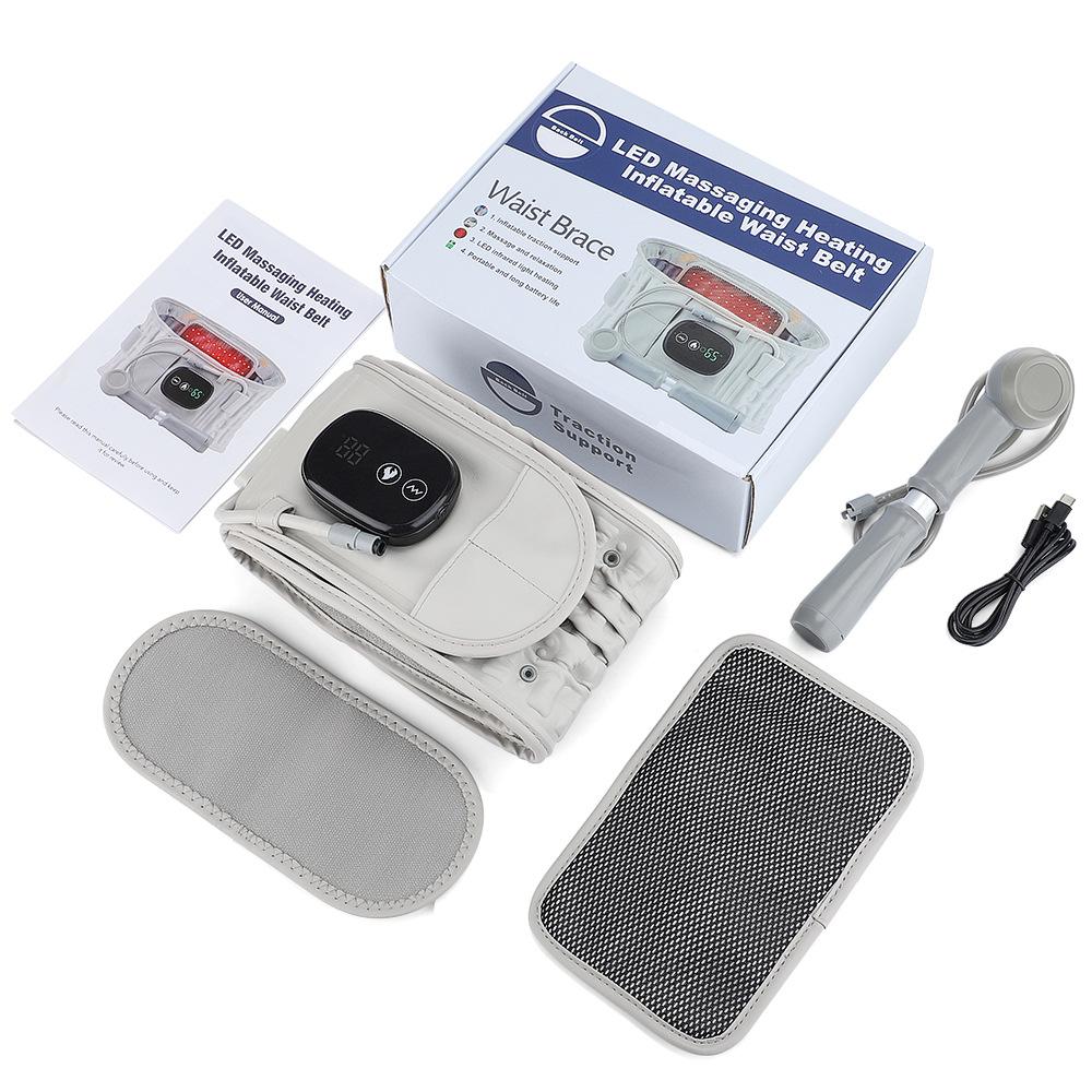 Надувной пояс для спины, красный светильник с подогревом, вибрацией, массажем, декомпрессией воздуха, бандаж для спины, поясничный поддерживающий пояс, поясничный поддерживающий пояс