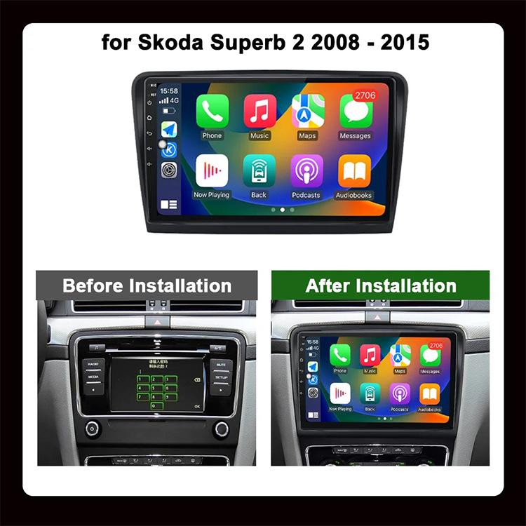 Skoda Superb 2 B6 Android Навигация и Система CarPlay с HD Камерой Заднего Вида