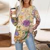 Womens Oversized Sweatshirt Graphic Sweater Long Sleeve Drop Shoulder Round Shirt Tops Vintage Clothes