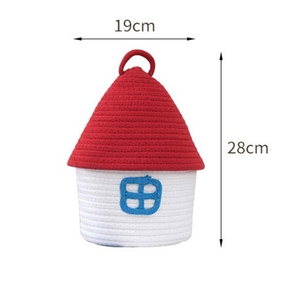 Cotton Rope Woven Desk Organizer House Shape Snack Toys Organizer Vanity Table Study Room