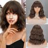 MISS WIG Синтетический короткий волнистый парик с челкой, парик боб, термостойкий, натуральный, легкий и натуральный, для повседневной носки женщин