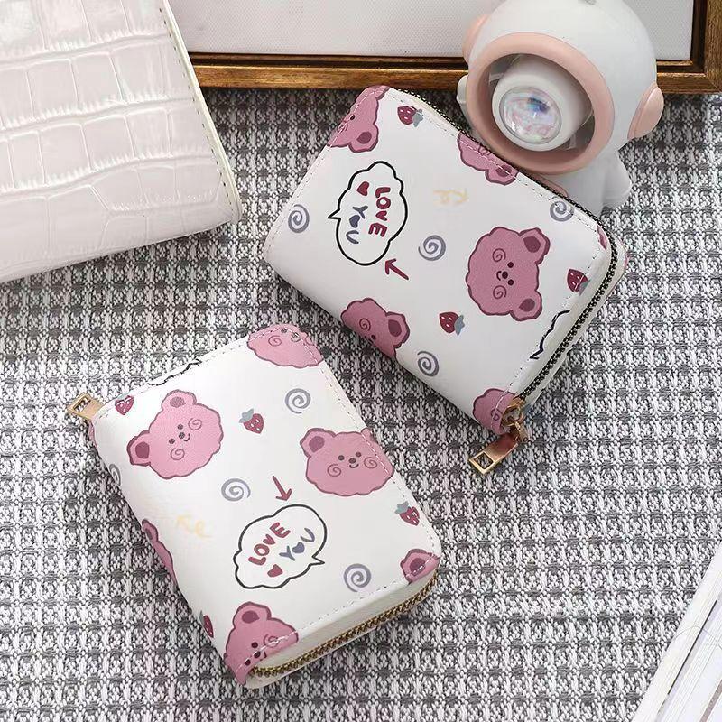 Держатель для карт с героями мультфильмов, милый женский кошелек на молнии, небольшой кошелек на молнии, держатель для карт для женщин