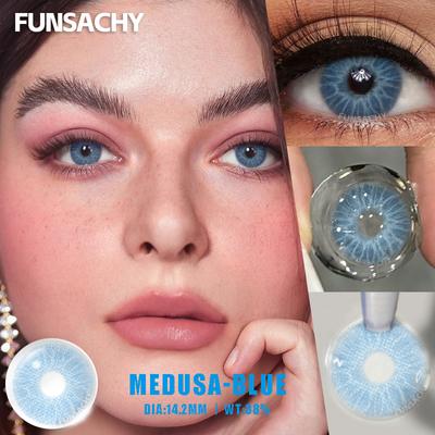 FUNSACHY 1 пара Натуральный сине-серого цвета контактные линзы Косметические мягкие линзы 14,2 мм Модные натуральные коричневые линзы для глаз Годового использования