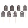 8pcs Paper Halloween Tombstone Cupcake Toppers Scary Cake Sign Graveyard Cake Picks  Ghost Festival