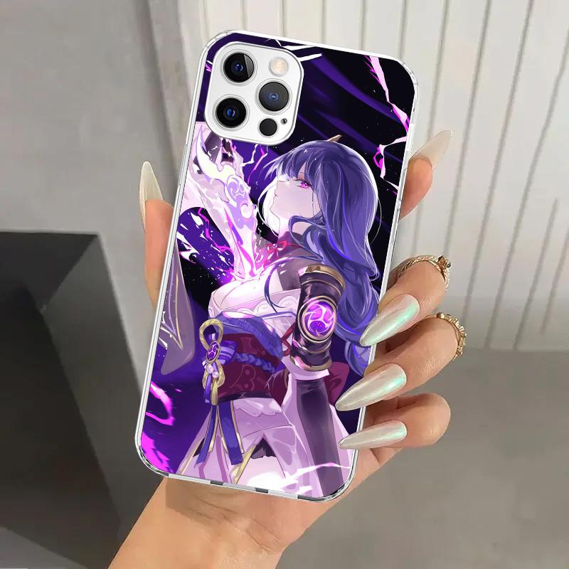 Чехол для телефона Raiden Shogun Genshin Impact для Iphone 17 Air 16 15 Plus 14 13 Mini 12 11 Pro Max 16E 7 8 SE 2020 Мягкий Funda Принт S