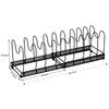 Toplife Telescoping Frying Pan Kitchen Pot Storage Rack with 10 Frying Pot Lid Holder Rack, Dividers, Pan, Pot, (Black)