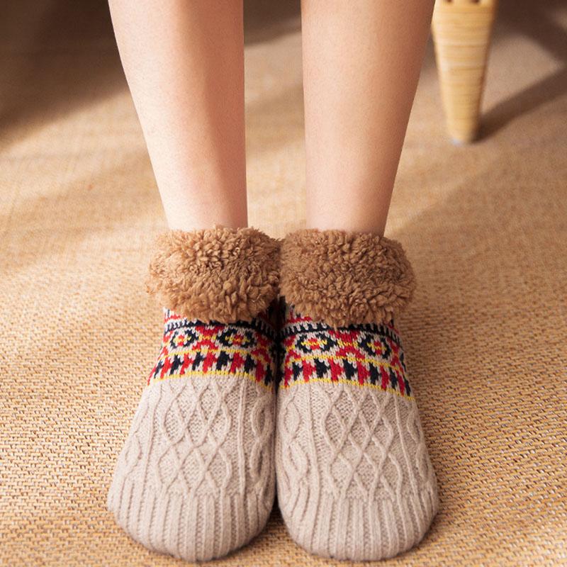 Fuzzy Sleeping Socks Women Fluffy Slouch Winter Warm Plush Non Slip Grip Thick Soft Female Floor Comfy Slippers Sock Men Male
