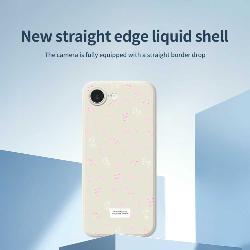 For iPhone 16e Case Cute Floral Pattern Printing Straight Edge TPU Phone Back Cover