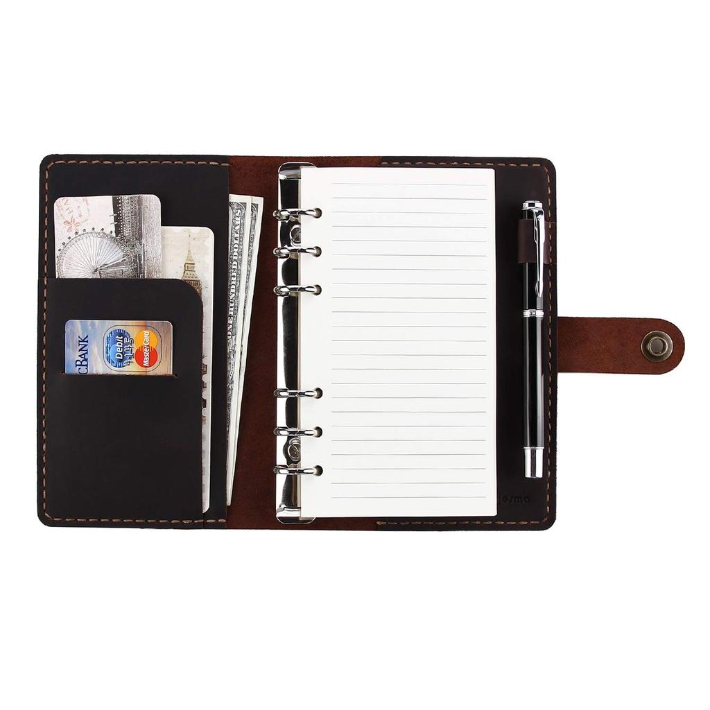 Планировщик из натуральной кожи CEETOL, ручной работы, формат A6, 6 отверстий, с держателем для ручки, блокнот для бизнеса из натуральной кожи, книга для расписания