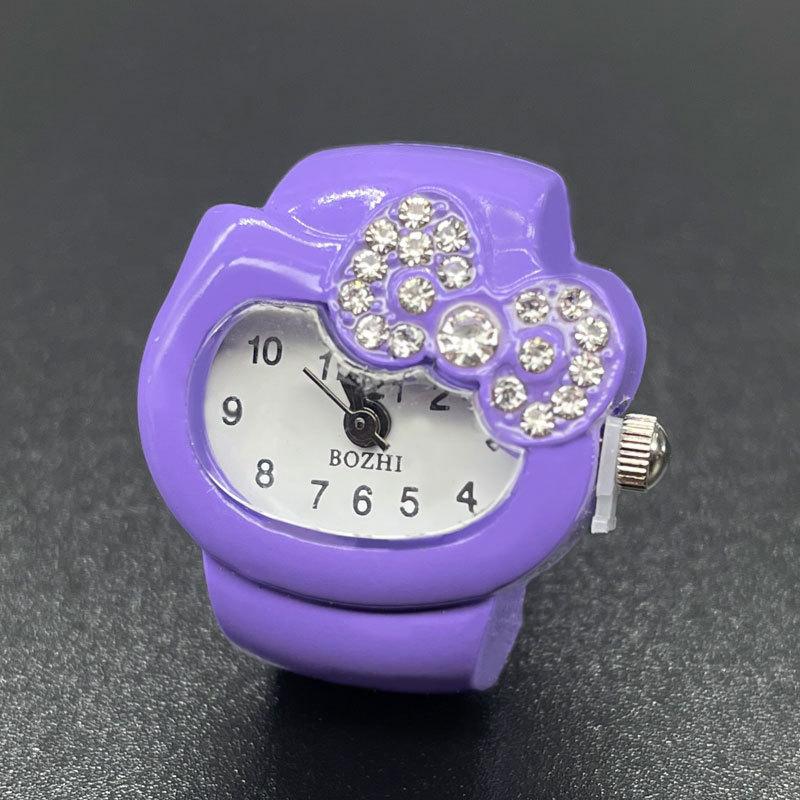 Clock Ring Bow Water Diamond Cute Simple Fashionable Unique Ring Versatile Colorful Ring Watch Exquisite Gift