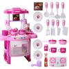 Kids Kitchen Cooking Pretend Role Play Toy Set with Light Sound Effect Color Pink