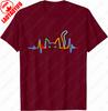 Funny Heartbeat Cat Lover Animal Silhouette Cute Printed Unisex Adult Cotton TShirt Creative Trend Casual Simple Unisex Camisetas