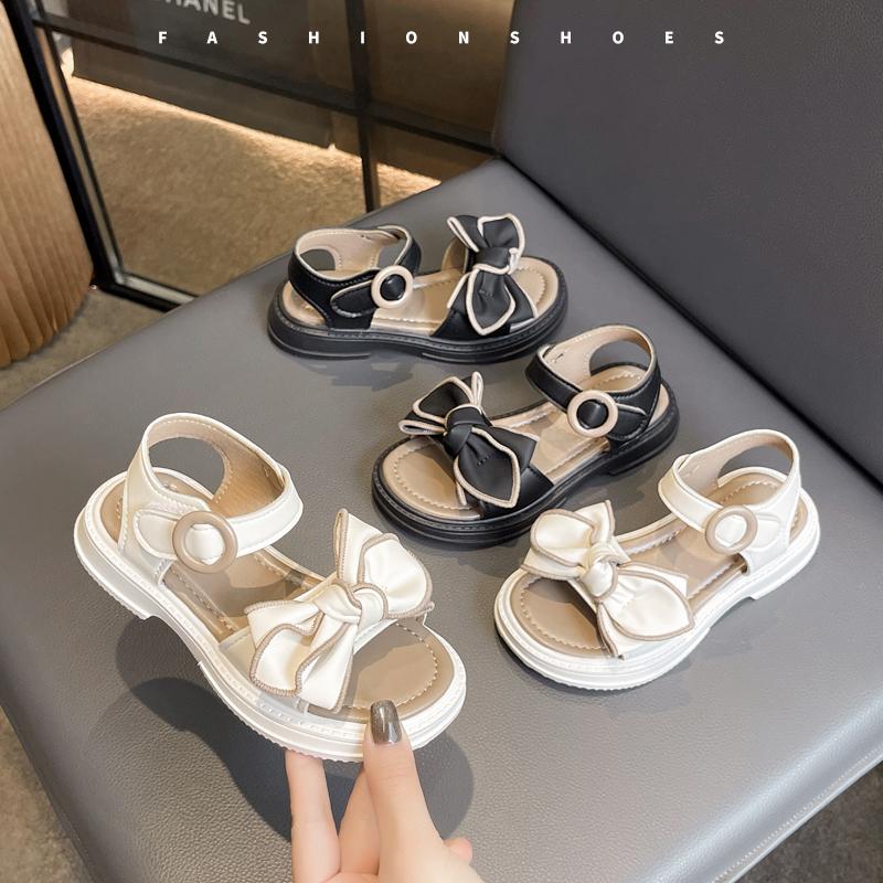 Girls Summer Sandals Sweet Princess Cute Butterfly-knot Bowtie Kids Open Toes Beach Shoes Soft Children Summer Sandals 26-37 New