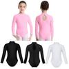 Kids Girls Long Sleeves Bodysuit Turtlencek Hollow Out Back Ballet Dance Gymnastic Leotard Jumpsuit Dancewear