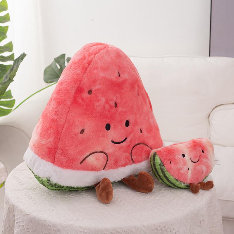 Shape Plush Watermelon Doll With Embroidery Design For Playroom Decor And Gift