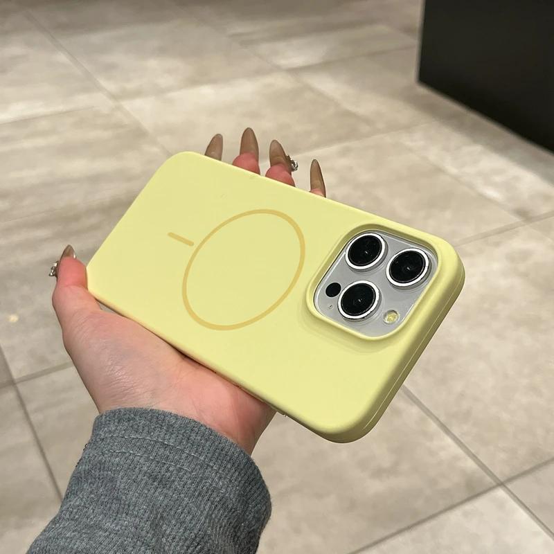 Жидкий силиконовый чехол Magsafe для iPhone 11 12 13 14 15 16 Pro Max Plus Магнитное беспроводное зарядное устройство Противоударный бампер