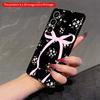 2DFlat Samsung phone case Pink Bow with Floral Dots on Black Background Applicable to Galaxy S22 S23 S24 S25ULTRA S26 A12 A13 A14 A15 A16