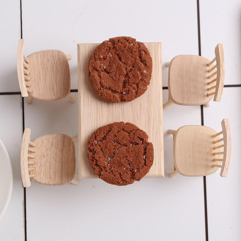 1 компл., имитация миниатюрной мебели, деревянный обеденный стол, стул, модель кукольного дома, мини-игрушечные аксессуары