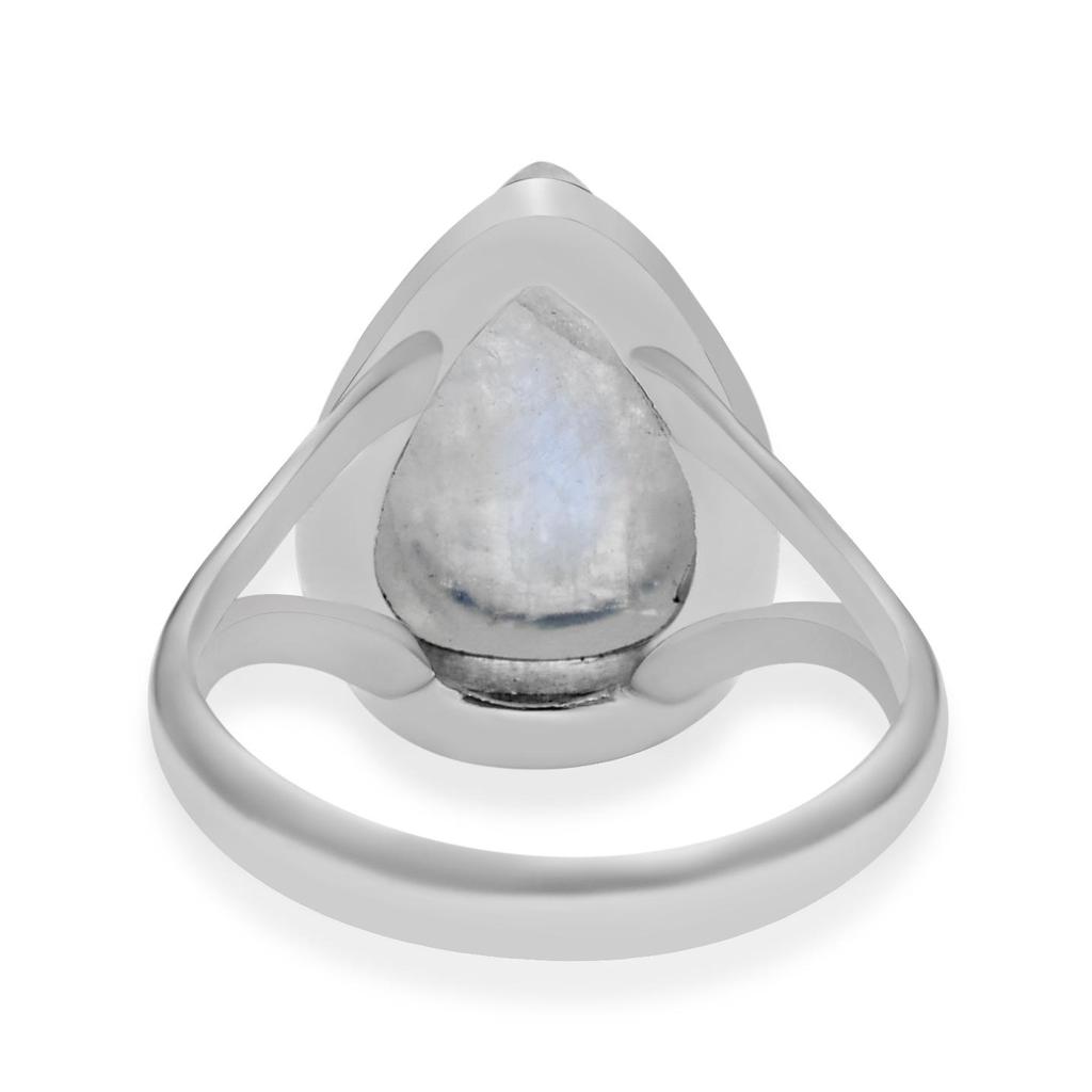 10X14 мм Натуральный Синий Огненный Лунный Камень Драгоценный Камень Стерлингового Серебра 925 Сплит-Хвостовик Грушевидное Кольцо Для Женщин и Девочек