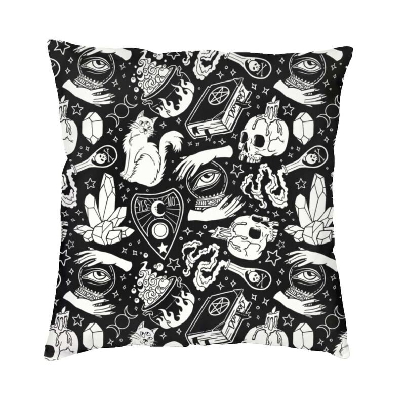 Halloween Witch Crow Cat Bat Print Pattern Cushion Cover Home Living Room Sofa Decoration Square Pillow Pillow Cover