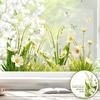 Белый цветок Статичная наклейка на стекло Съемная Водонепроницаемая ПВХ Цветочная Статическая наклейка на окно Весенний Декор для дома Офиса Гостиной Наклейка