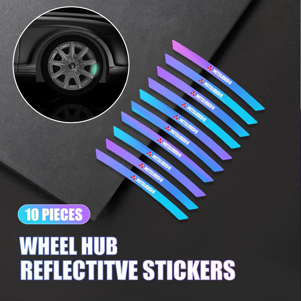 cyhk7 10/20Pcs Car Wheel Hub Reflective Sticker Decals Decoration Accessories For Mitsubishi 9 Ralliart X EX ASX L200 Outlander Lancer