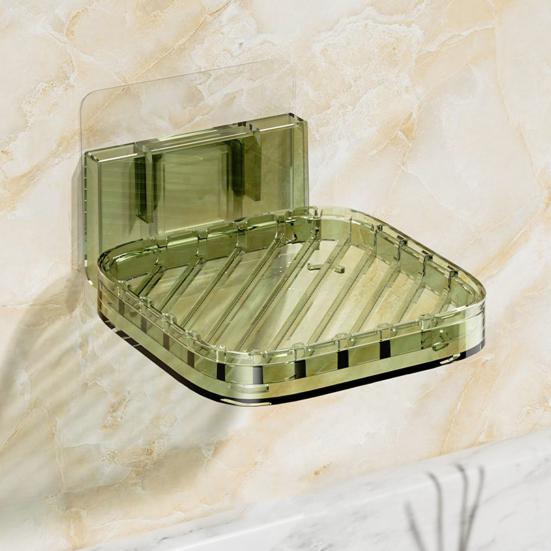 Wall-mounted Soap Box with Removable Drainage Tray Strong Load-bearing Self Adhesive Easy