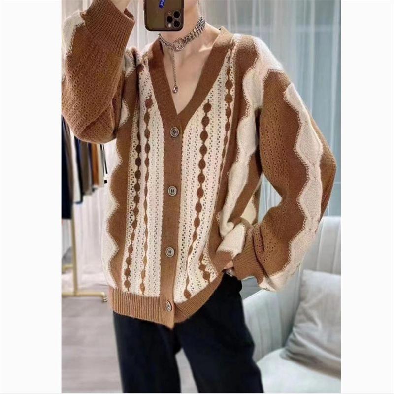 Подходящий по цвету свитер женский с V-образным вырезом тонкий ретро-стиль Гонконга вязаный кардиган новый длинный рукав модная женская куртка топ трендовый