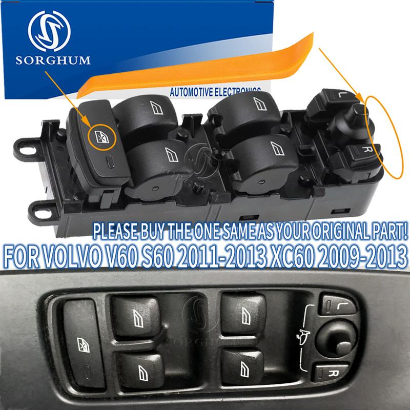 SORGHUM 31334345 31453232 31334348 Master Window Switch Button For Volvo V60 S60 2011-2017 XC60 2009-2015 S80 V70 XC70 2008-2016