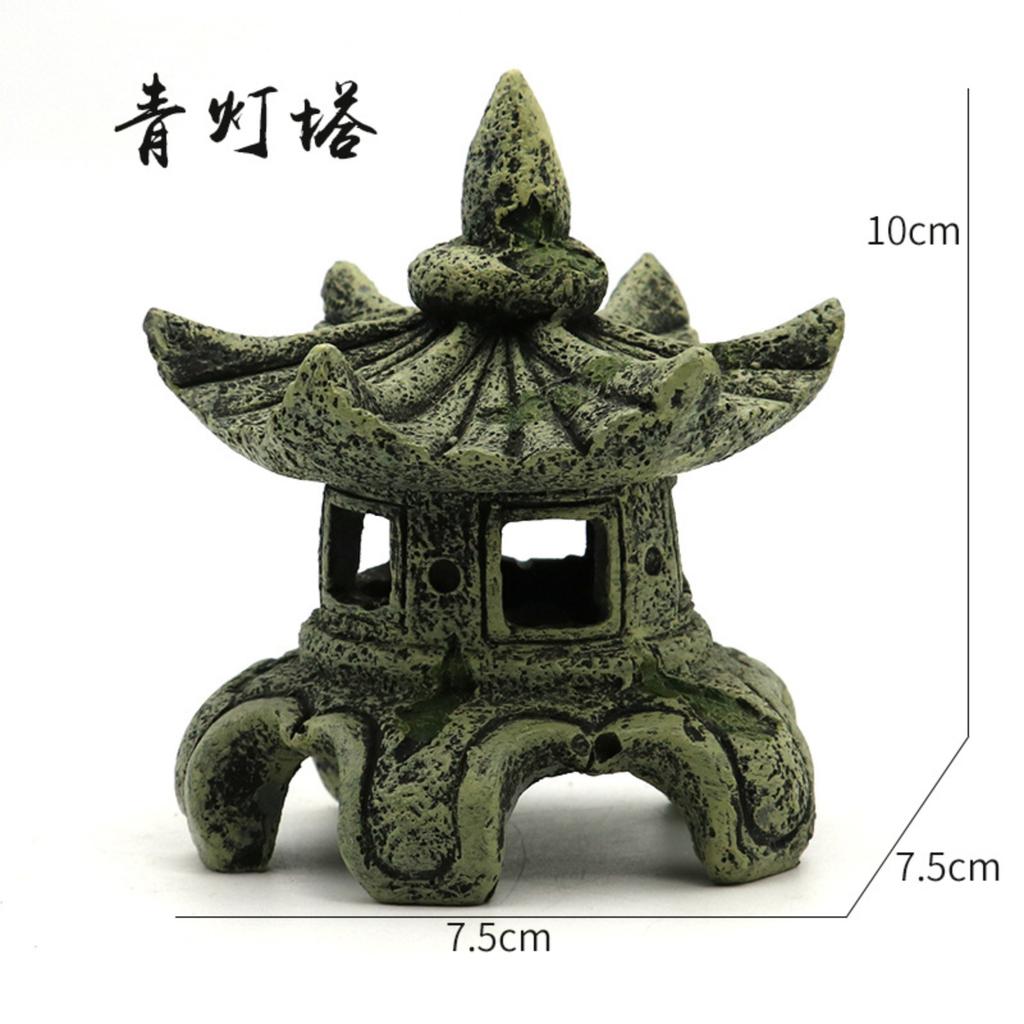 Resin Chinese Style Bonsai Pagoda Figurine Aquarium Decor Fish Tank Adornment Home Garden Nament Miniature Landscape Statue Home