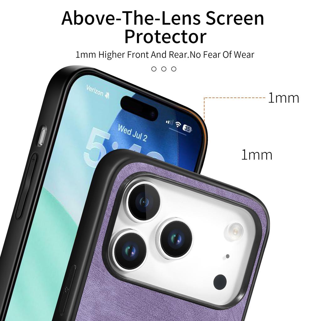 For iPhone 17 Pro Case Shockproof Slim Retro Leather Phone Back Cover