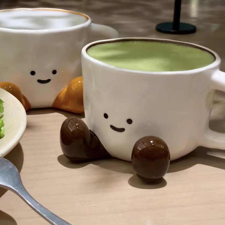 New Cartoon Couple Ceramic Mug Creative Coffee Milk Tea Water Cup Cute Children Breakfast Cup Household Drinkware Couple Gifts