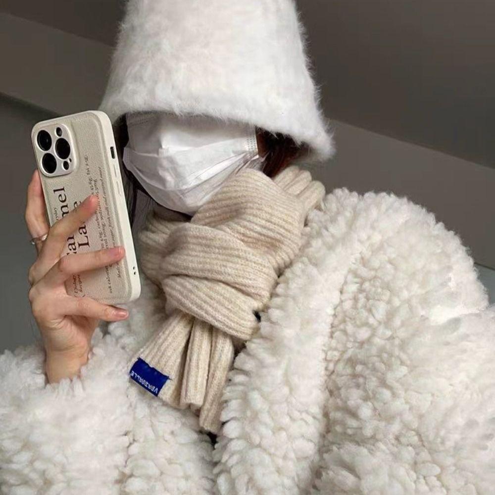 Solid Color Cross Scarf Thicken Short Neckerchief Neckerchief Wrap Knit Scarf Women