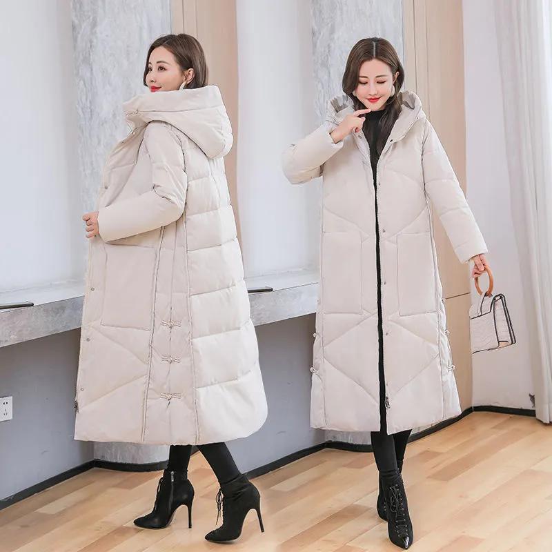 Пуховик для женщин Новое осенне-зимнее толстое пальто средней длины выше колена для женщин
