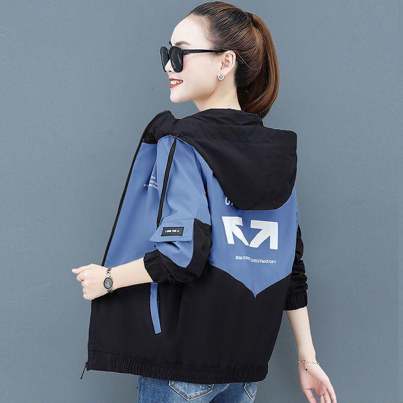 Женская корейская бейсбольная куртка с капюшоном, повседневная большого размера, тонкая ветровка на весну/осень