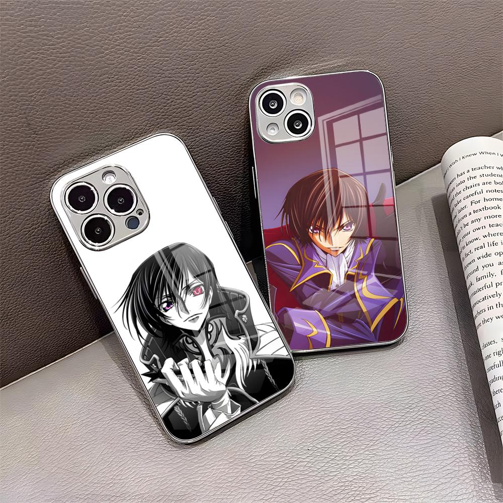 Крутой чехол для телефона L-Lelouch для IPhone 17 Pro Max 15 Pro 16 14 Plus 12 13 Mini 11 Pro Ударопрочный гальванизированный стеклянный чехол