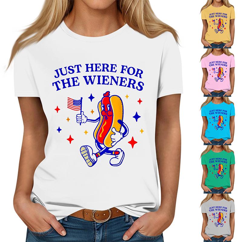 Hot Dog Print Casual Women's T-shirt