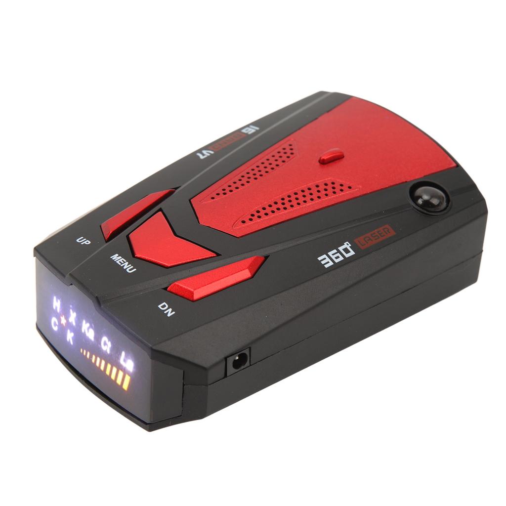 Автомобильный радар-детектор Защита 360 градусов Предупреждение о скорости 16 диапазонов Электронный детектор-собака Спидометр Тестер скорости Красный