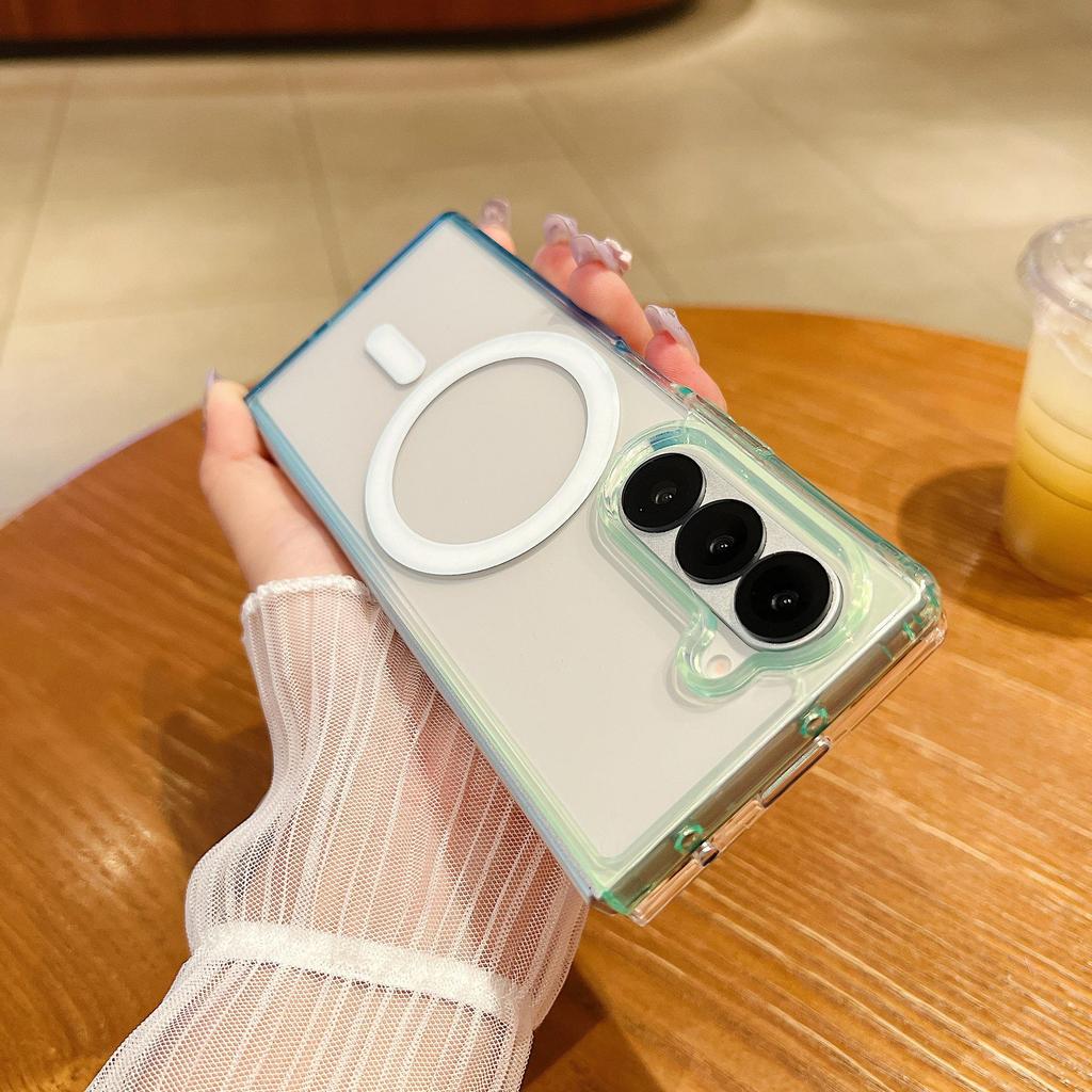 Чехол для Samsung Foldable Z Flip7: Градієнтный прозрачный, Магнитный, Полное покрытие, Ударопрочный
