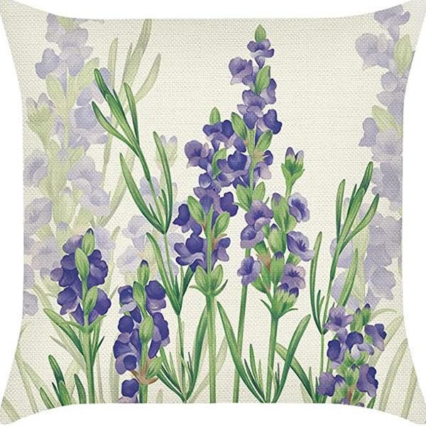 Растение и Цветок Льняная Наволочка Фиолетовая Лаванда С Принтом Подушка Чехол Наволочка Дом Диван