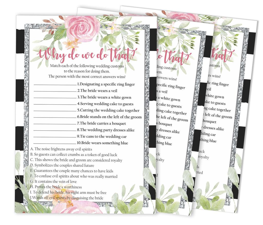 Inkdotpot 50A FloralA BingoA GameA CardsA For Bridal Wedding Shower Bachelorette Party Bulk Blank Square Fill In Gift