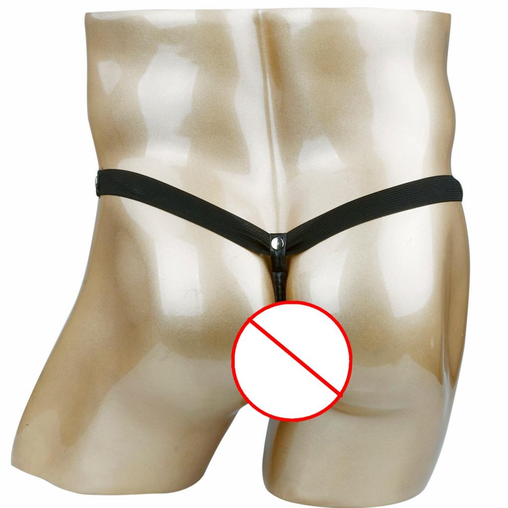 Мужские трусы из искусственной кожи с выпуклым мешочком, нижнее белье со стрингами и бандажом