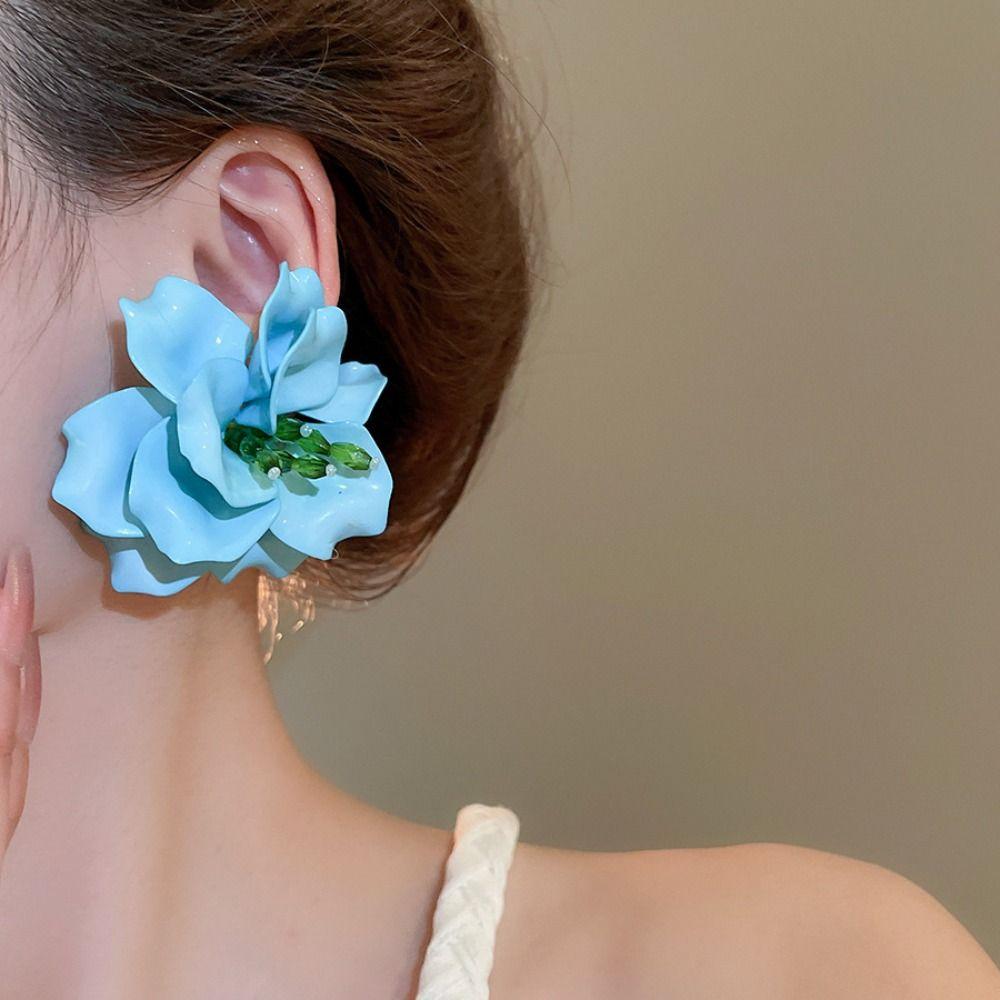 Korean Flower Stud Earrings Sweet Women's Jewelry New Exaggerated Petals Earrings Ladies/Girls