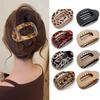 French Hair Clips Trendy Hair Accessories Fashion Oval Flat Hair Clips for Women New Design Leopard Large Flat Round Claw Clip