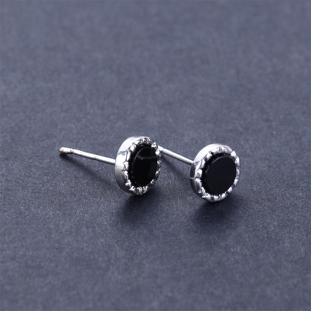 Sand Stone Delicate Earrings for Men Fashion Jewelry Korean Style Earrings Black Agate Stud Earring