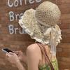 Women's Elegant Hepburn-Style Raffia Sun Hat with Bow - Large Brim for Summer Beach Vacation