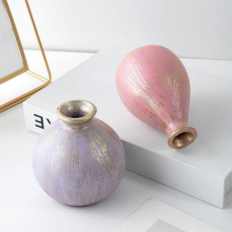 1 шт. Ваза, украшение, простая цветочная композиция, контейнер, украшение для дома, маленькая ваза, фиолетовая, цветная, деревянная, зеленая, 4 цвета