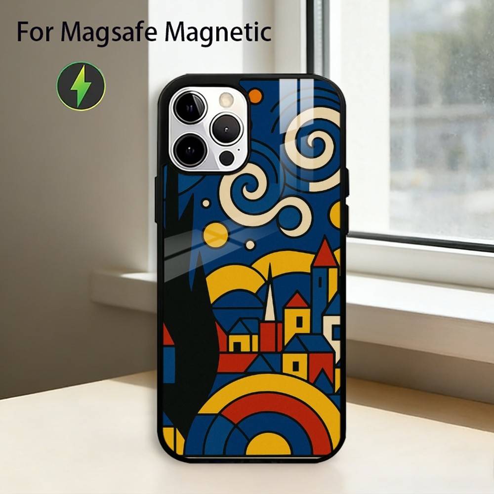 Geometric Bauhaus A-Art Phone Case For iPhone17,16,15,14,13,12,11 Plus,Pro Magnetic with Magsafe Wireless Charging