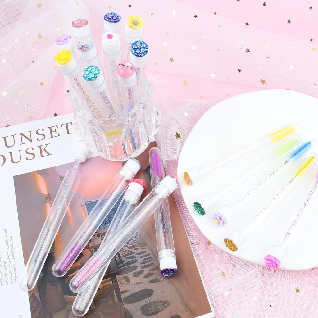 50Sets Mascara Wand Tube Diamond HeadMascara Brushes Eyelash Spoolies Brush Makeup ToolApplicator Eyelash Brush Tubes Makeup Brush
